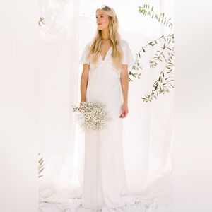 Show Me Your Mumu Rome Twist Gown size XL ivory white luxe satin short sleeve